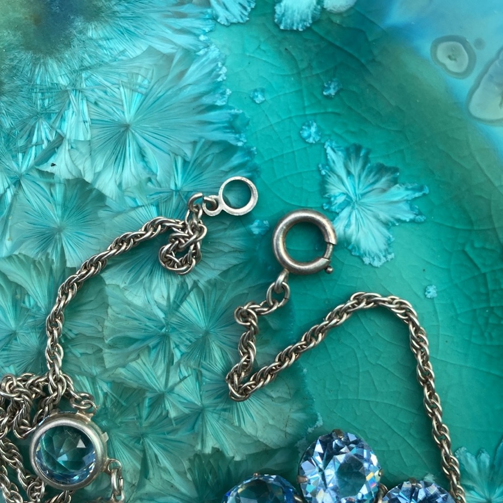 Vintage Sterling Silver Blue Stone Necklace - Picture 8 of 15